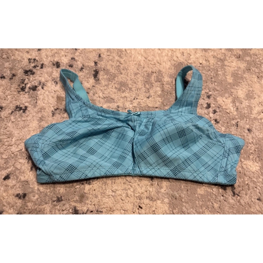 Comfort Choice Cotton Comfy Womens Size 38B Wireless Bra Blue 88842